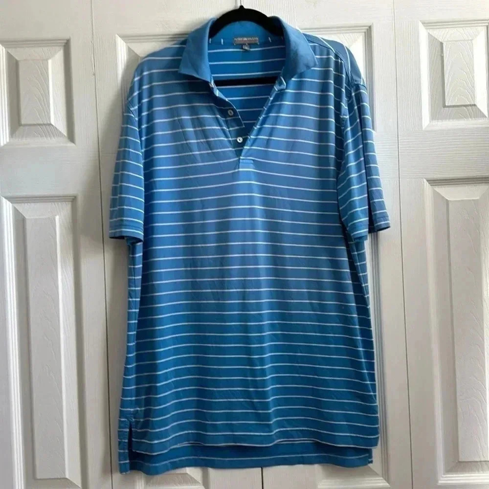 Peter Millar Summer Comfort Blue Stripe Polo size M